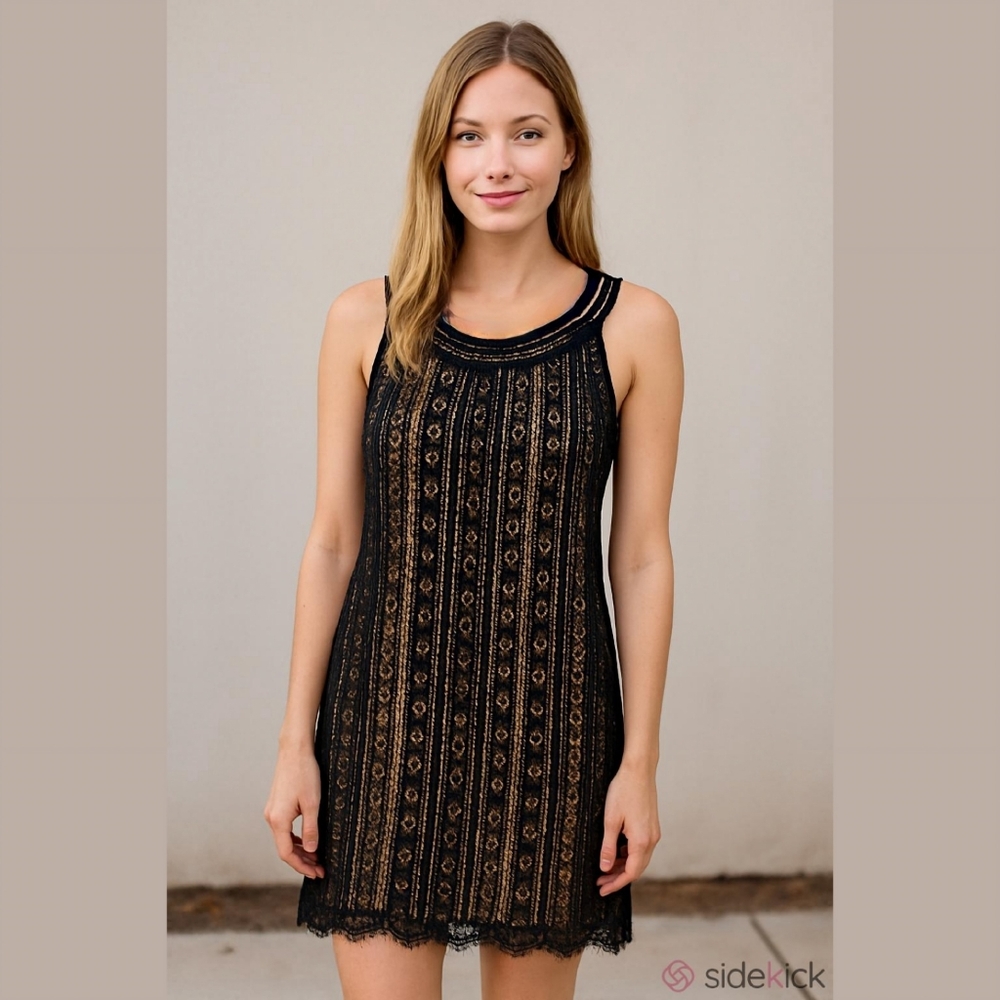 Max Studio Black Lace Shift Dress Women's Size Medium NWT